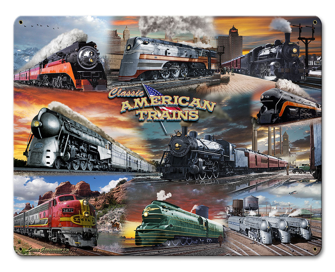COLLAGE TRAINS Vintage Sign