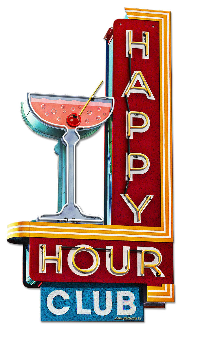 Happy Hour Club Vintage Sign
