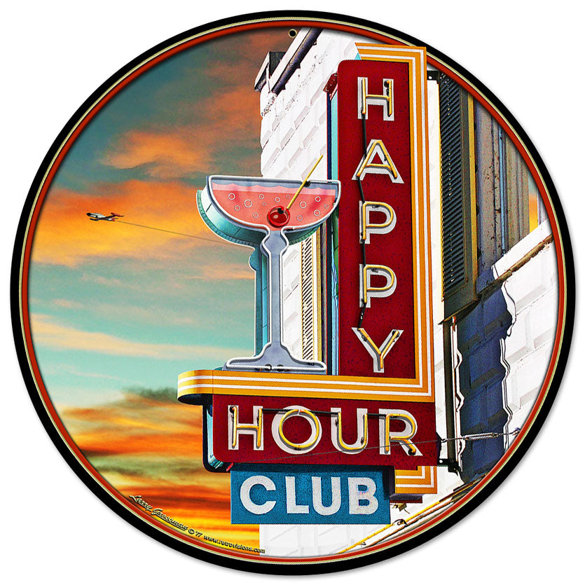 Happy Hour Club Vintage Sign