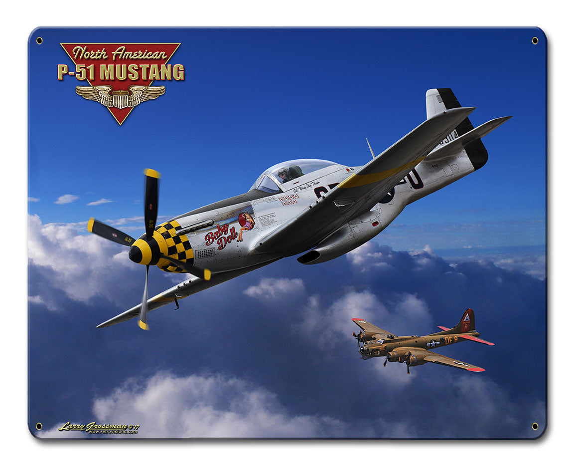 P-51 Mustang Vintage Sign