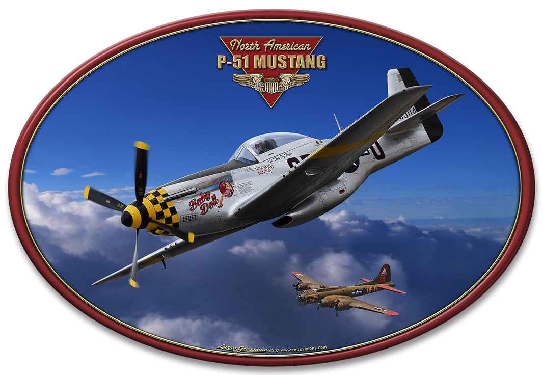 P-51 Mustang Vintage Sign