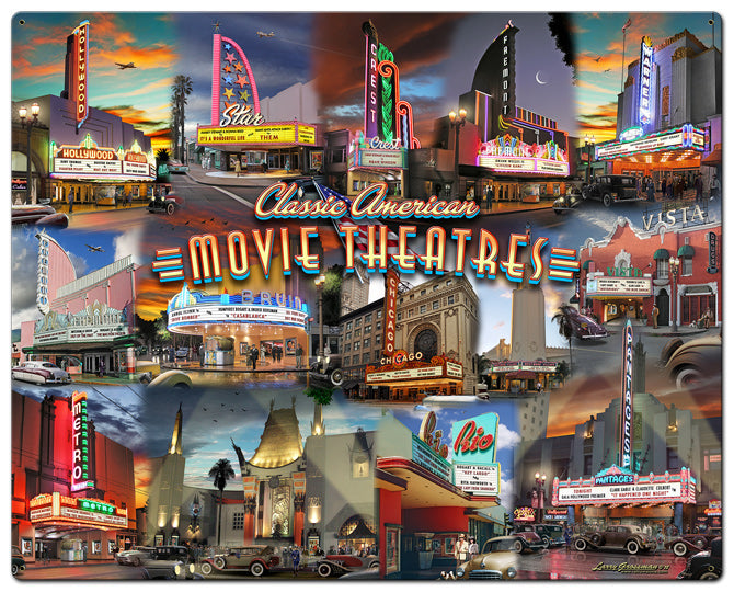 Movie Theater Collage Vintage Sign