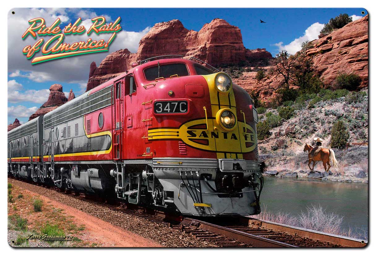 Ride The Rails Of America Vintage Sign