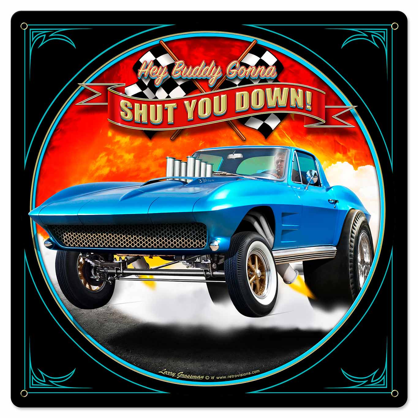 1963 SHUT DOWN Vintage Sign