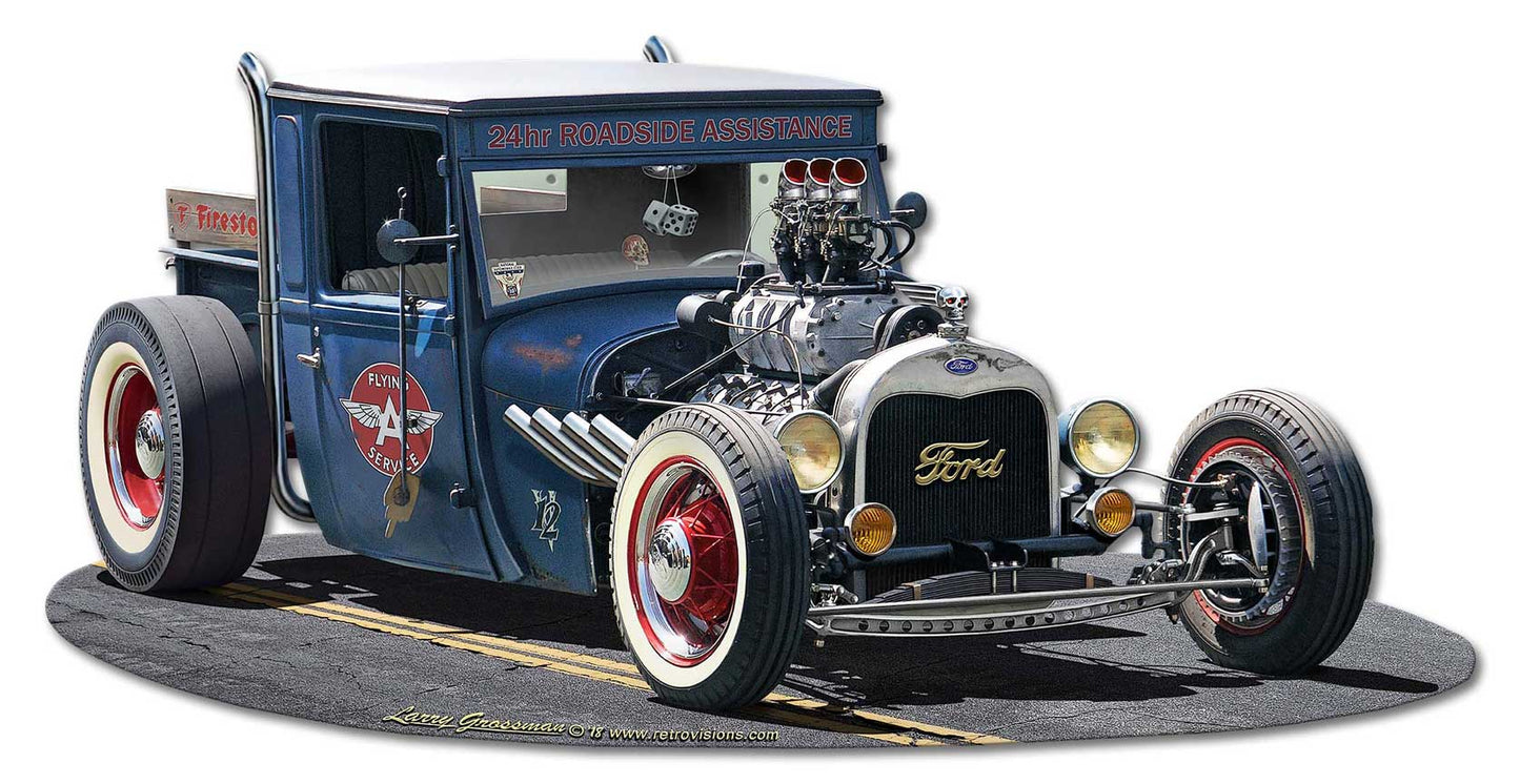 1929 Rat Rod Service Cutout Vintage Sign