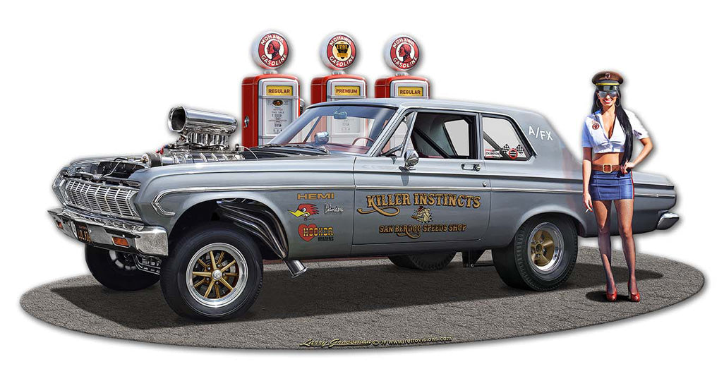1964 Plymouth Gasser Fill-up WG Vintage Sign