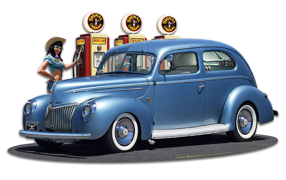 1939 Rod Sedan Fill-up WG Vintage Sign