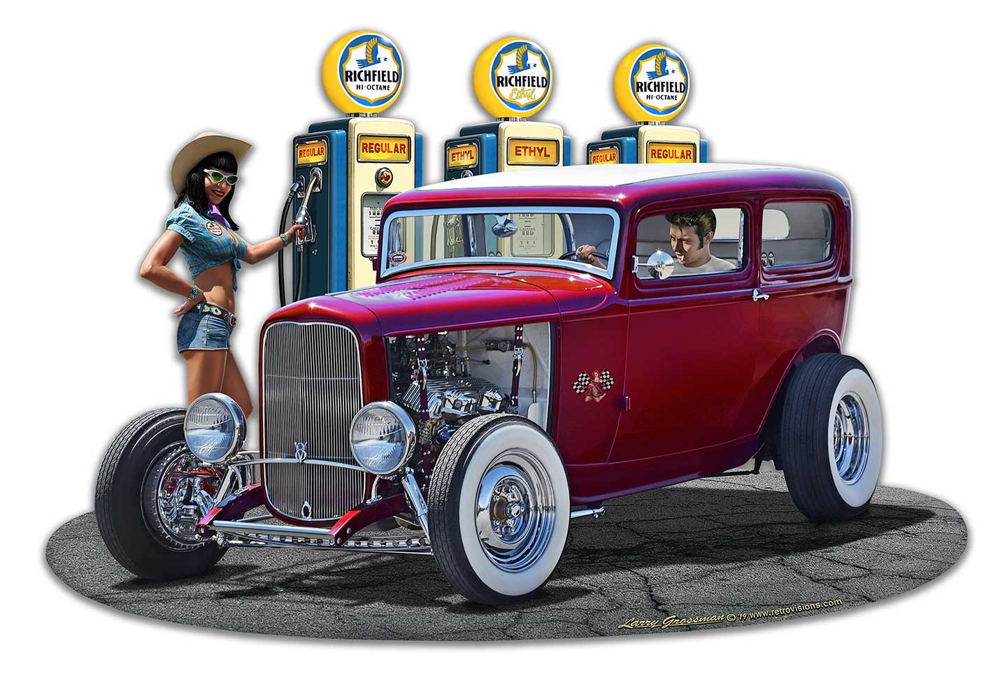1932 Rod Sedan Fill-up WD Vintage Sign