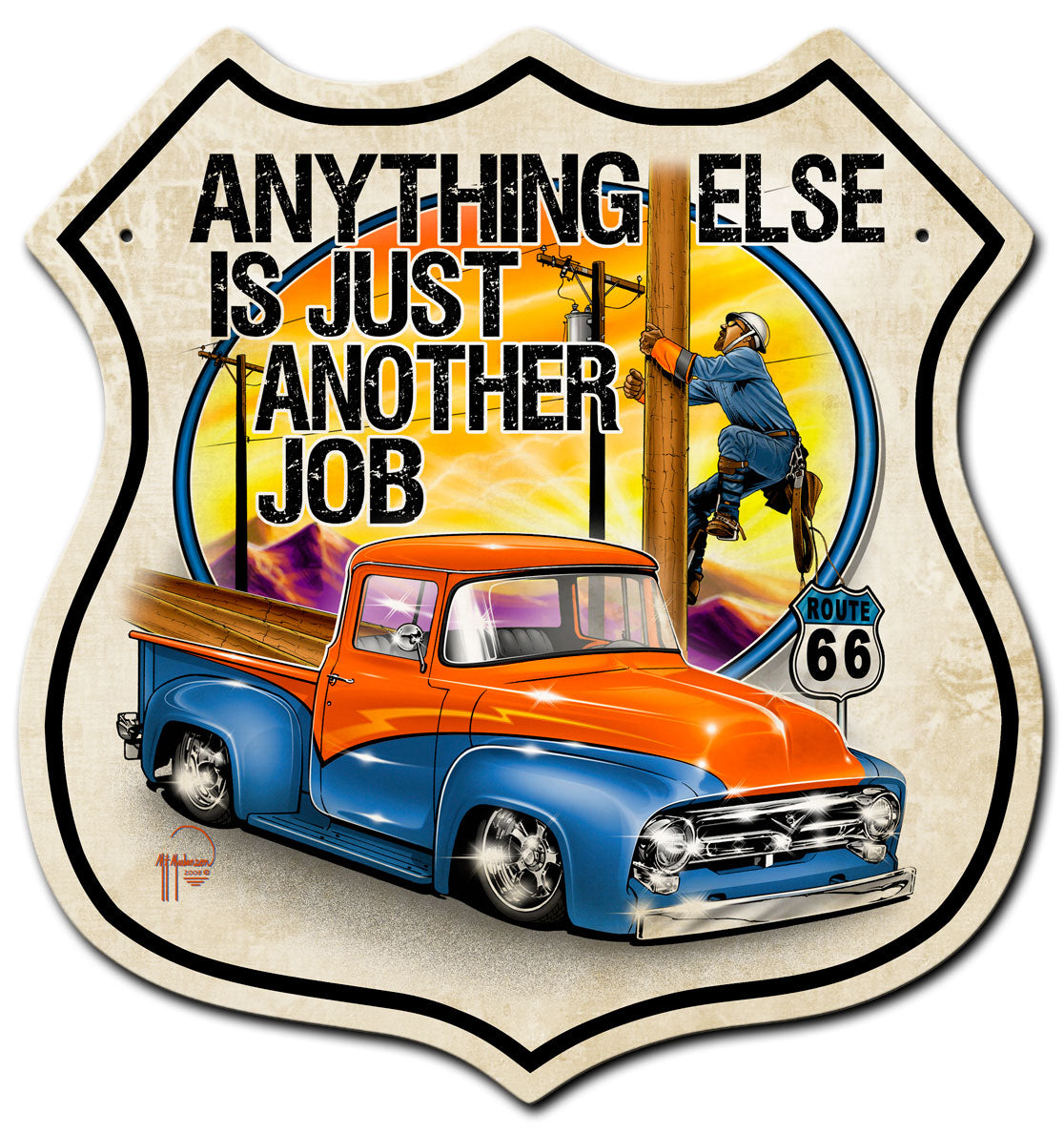 LINEMAN ROUTE 66 Vintage Sign