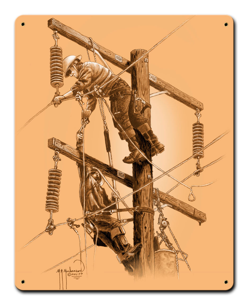 LINEMAN POLE BUDDIES Vintage Sign