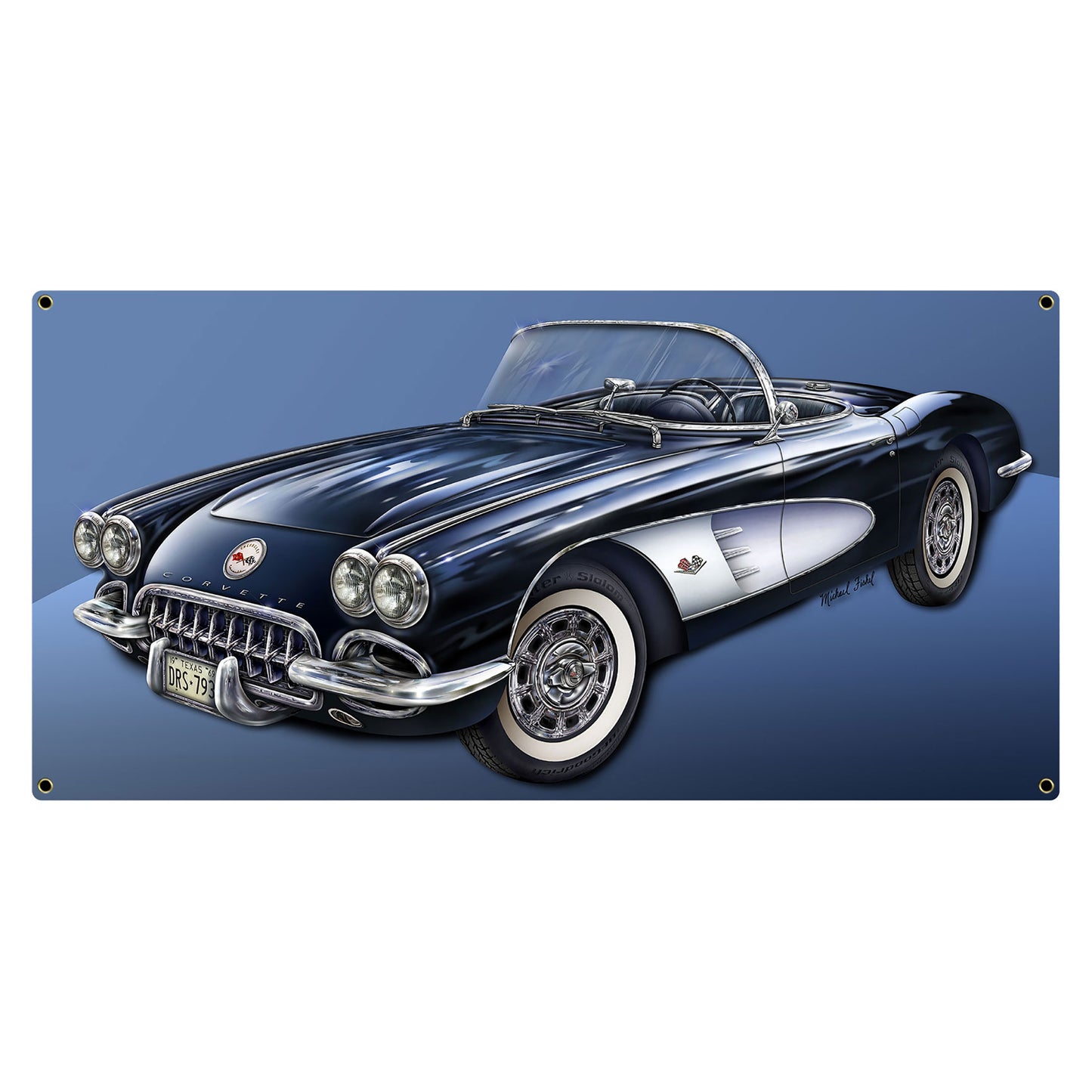 1958 Corvette 22 X 11 vintage metal sign