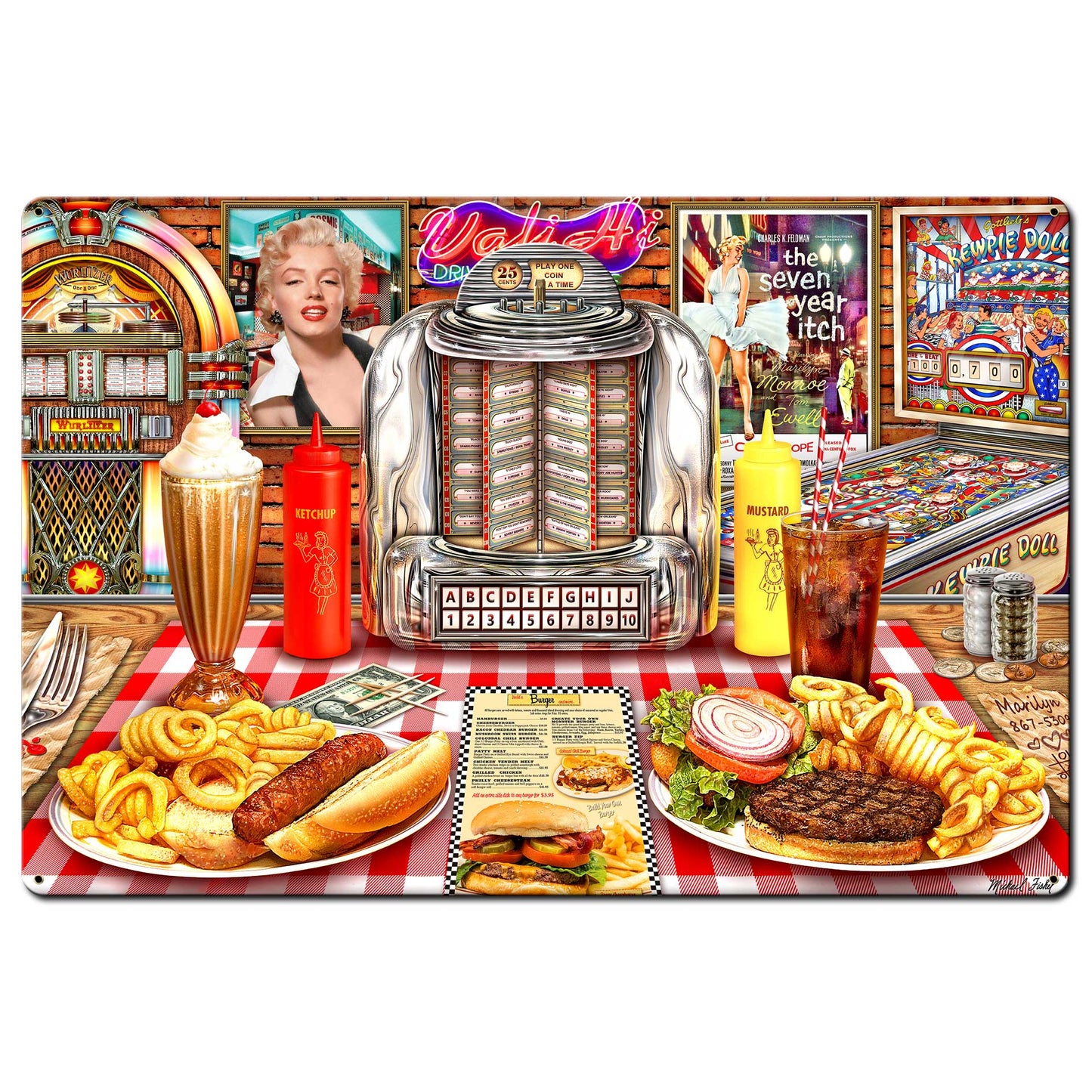 Dinner With Marilyn 36 X 24 vintage metal sign