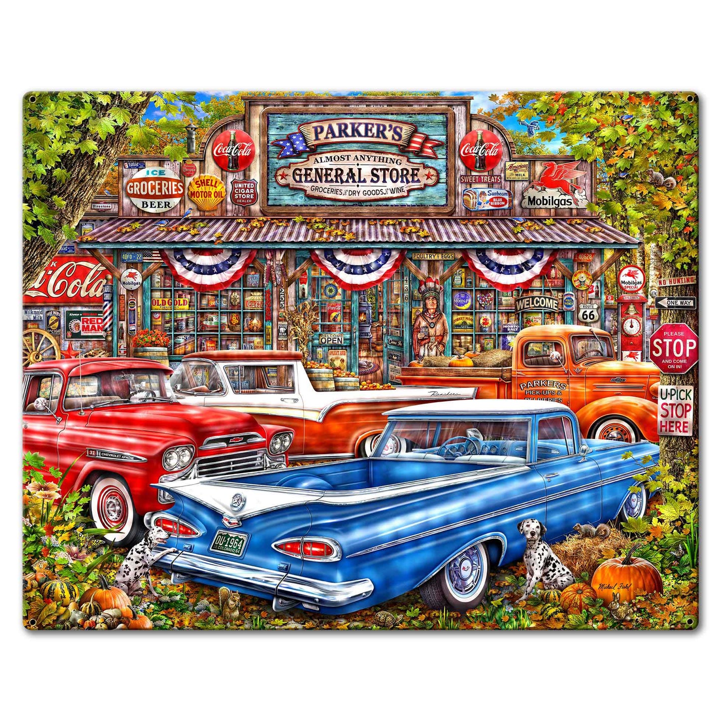 Parker's General Store Trucks 30 X 24 vintage metal sign