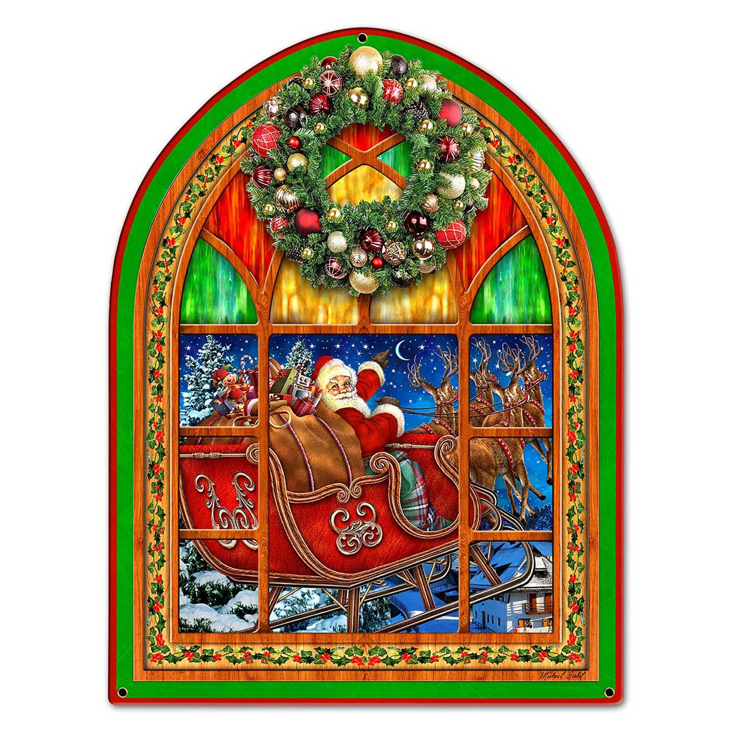 Santa Claus Window 13 X 17 vintage metal sign