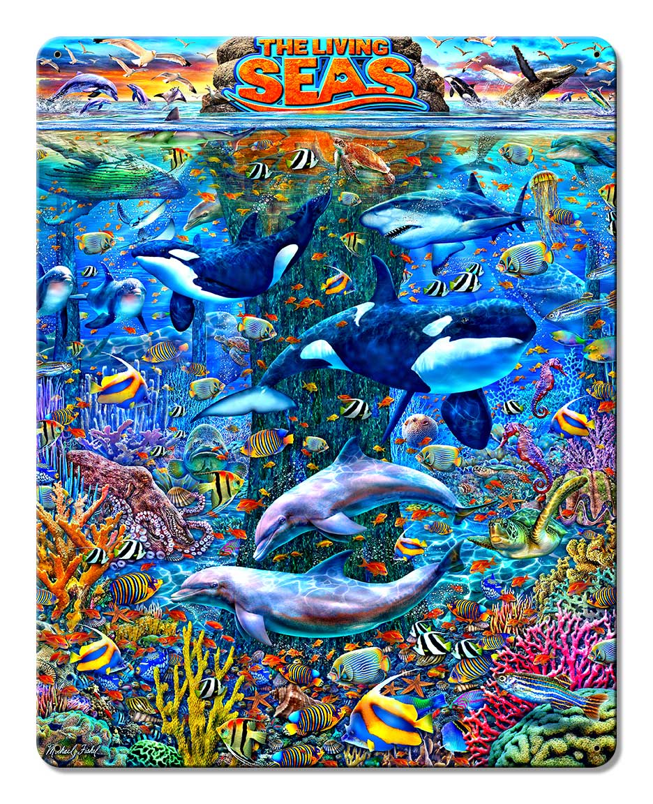 Living Seas Metal Sign 12in X 15in