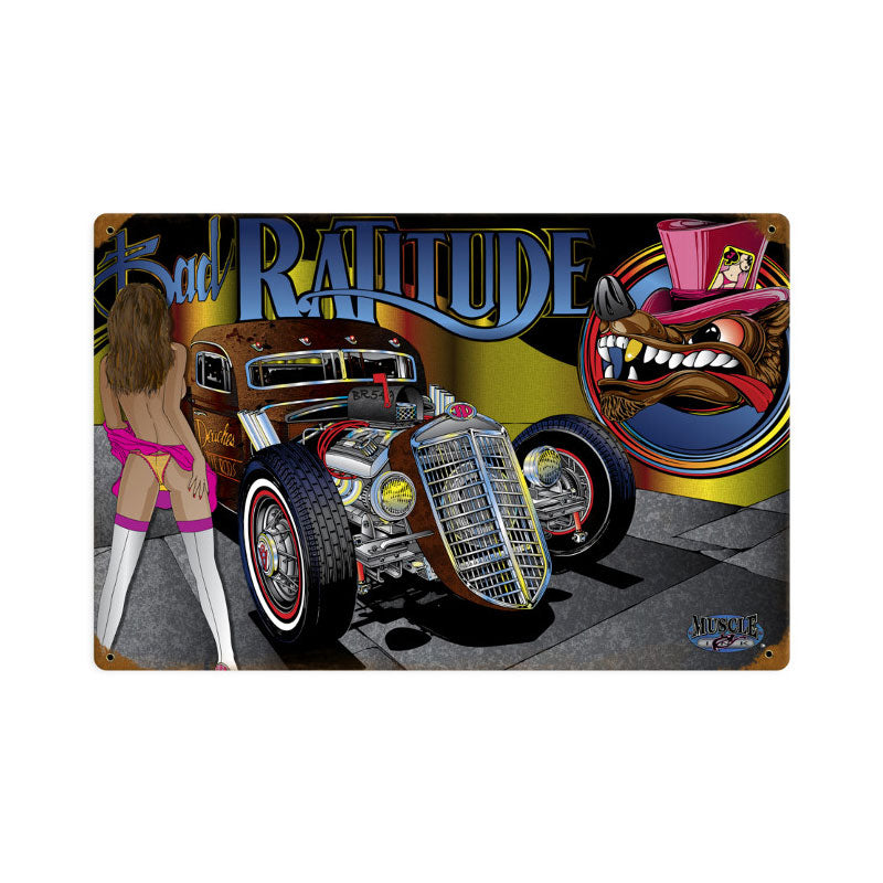 Rat Rod Ratitude Vintage Sign