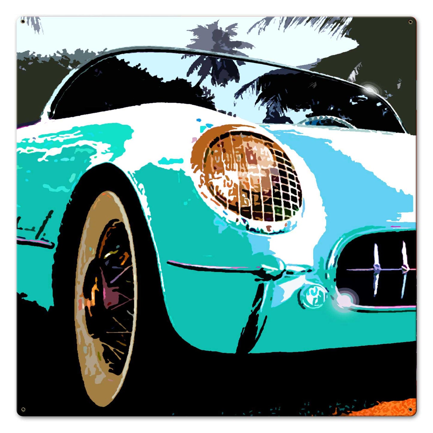 Corvette Sq Blue Vintage Sign