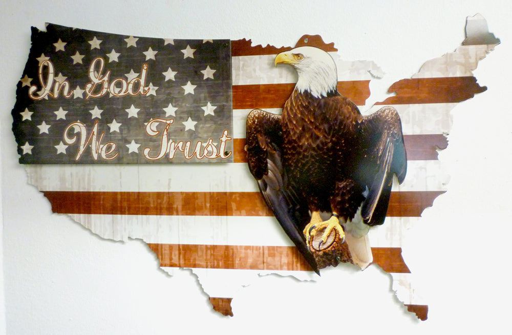 In God We Trust USA Metal Sign 35in X 21in