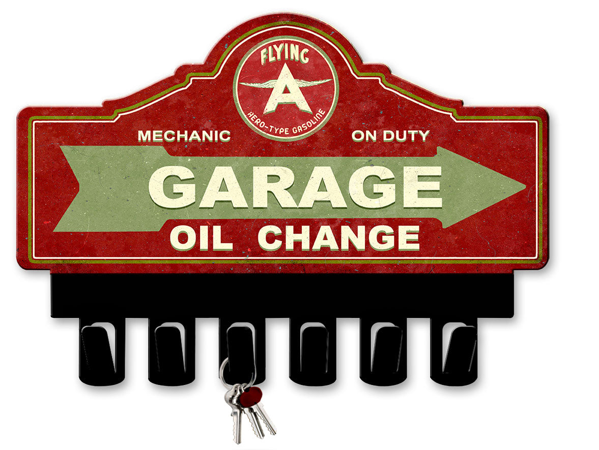 Green Flying A Gasoline Key Hanger Vintage Sign