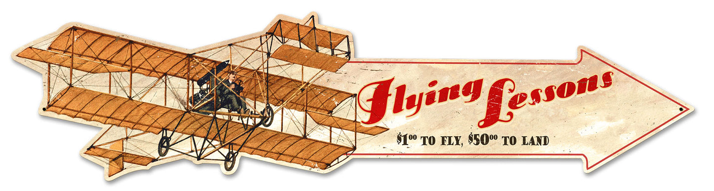Flying Lessons Arrow Vintage Sign