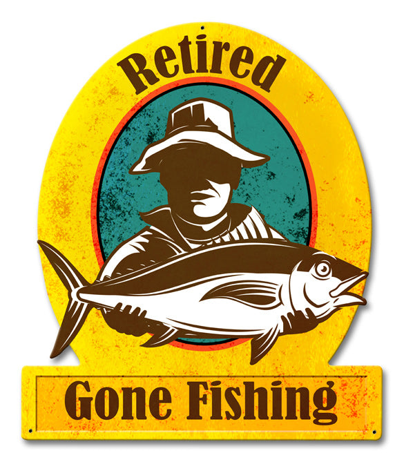 Gone Fishing Retired Vintage Sign