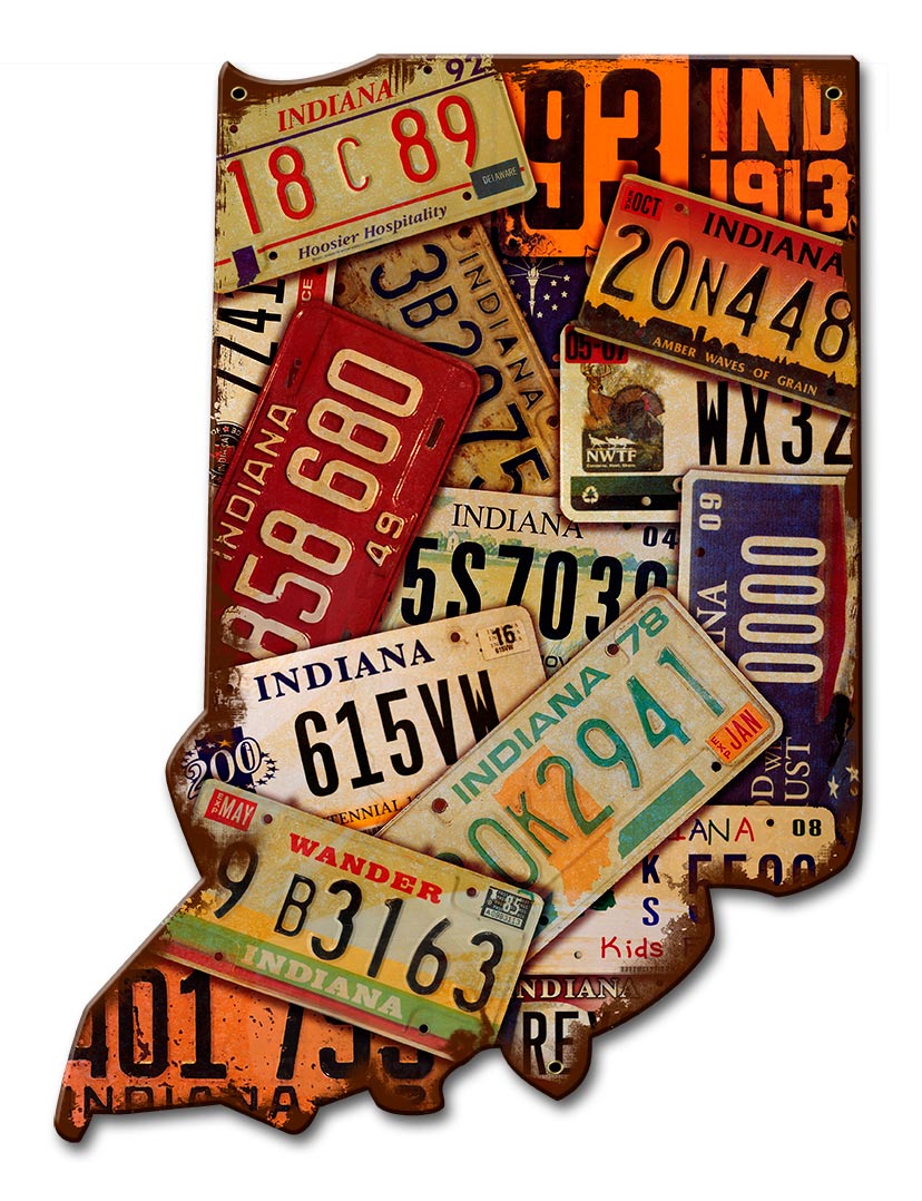 Indiana License Plates Vintage Sign