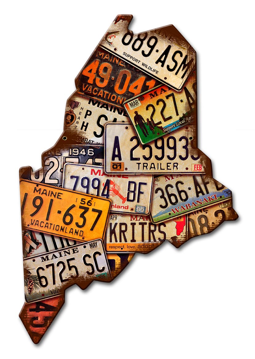 Maine License Plates Vintage Sign