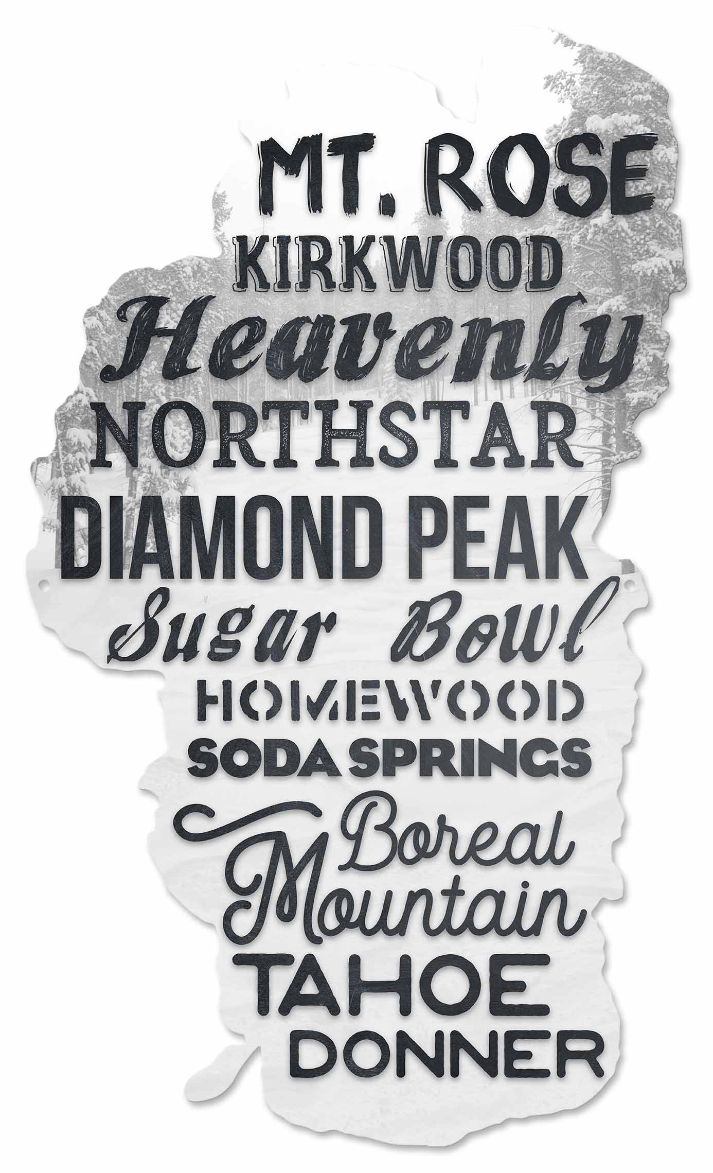 Tahoe Ski Resorts Vintage Sign