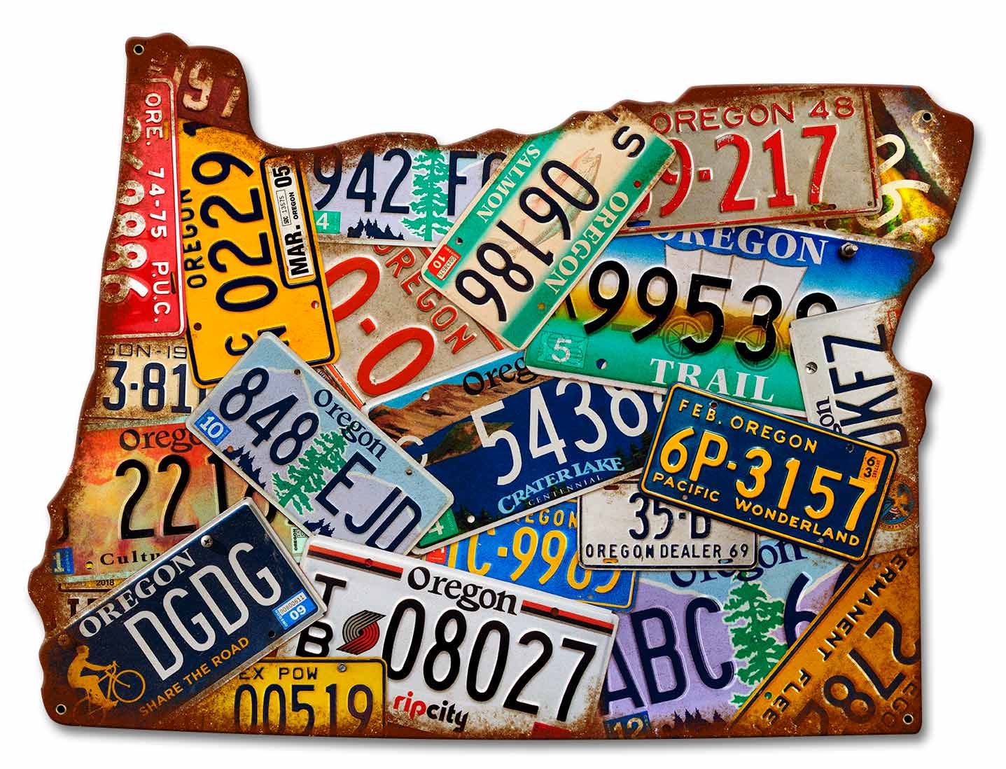 Oregon License Plates Vintage Sign