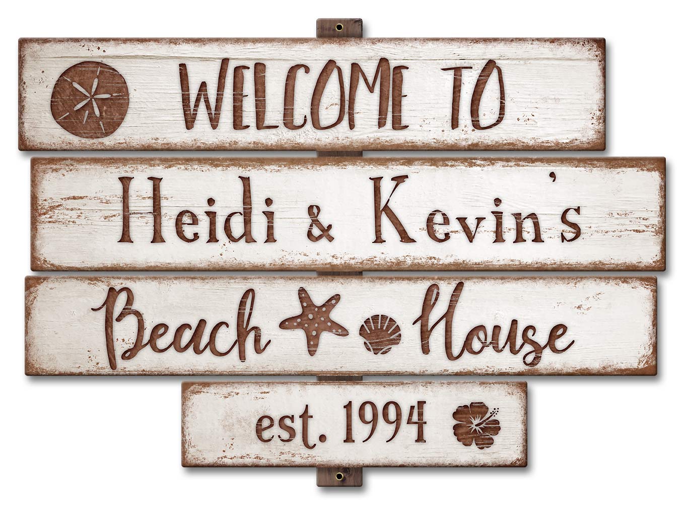 Beach House White Vintage Sign - Personalized