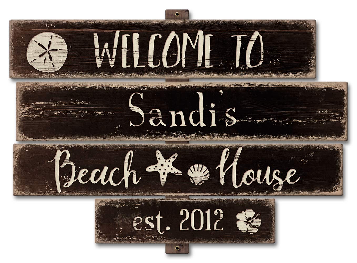 Beach House Black Vintage Sign - Personalized