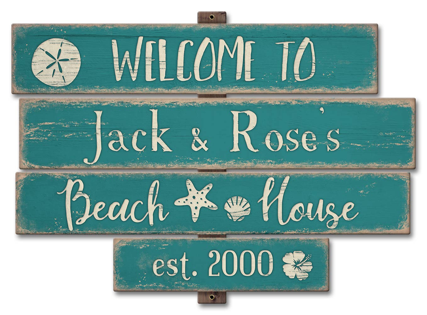 Beach House Blue Vintage Sign - Personalized