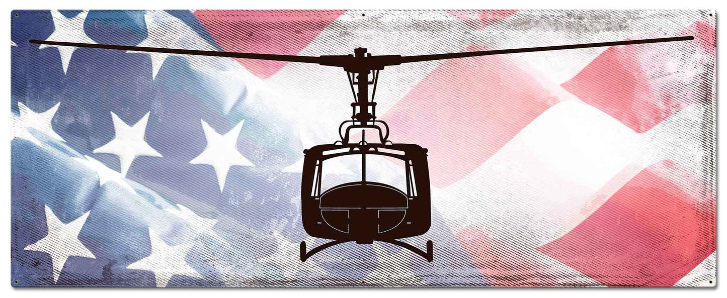 Huey Helicopter American Flag