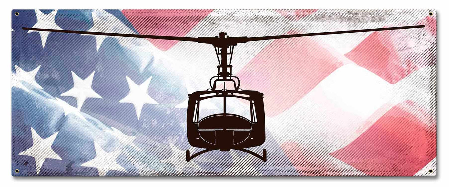 Huey Helicopter American Flag