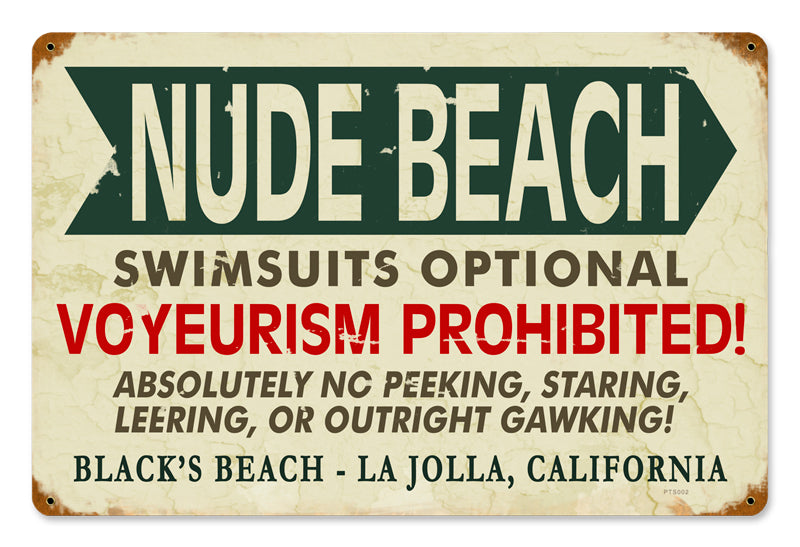 La Jolla Nude Beach Vintage Sign