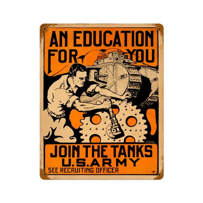 Tanks Education Vintage Sign