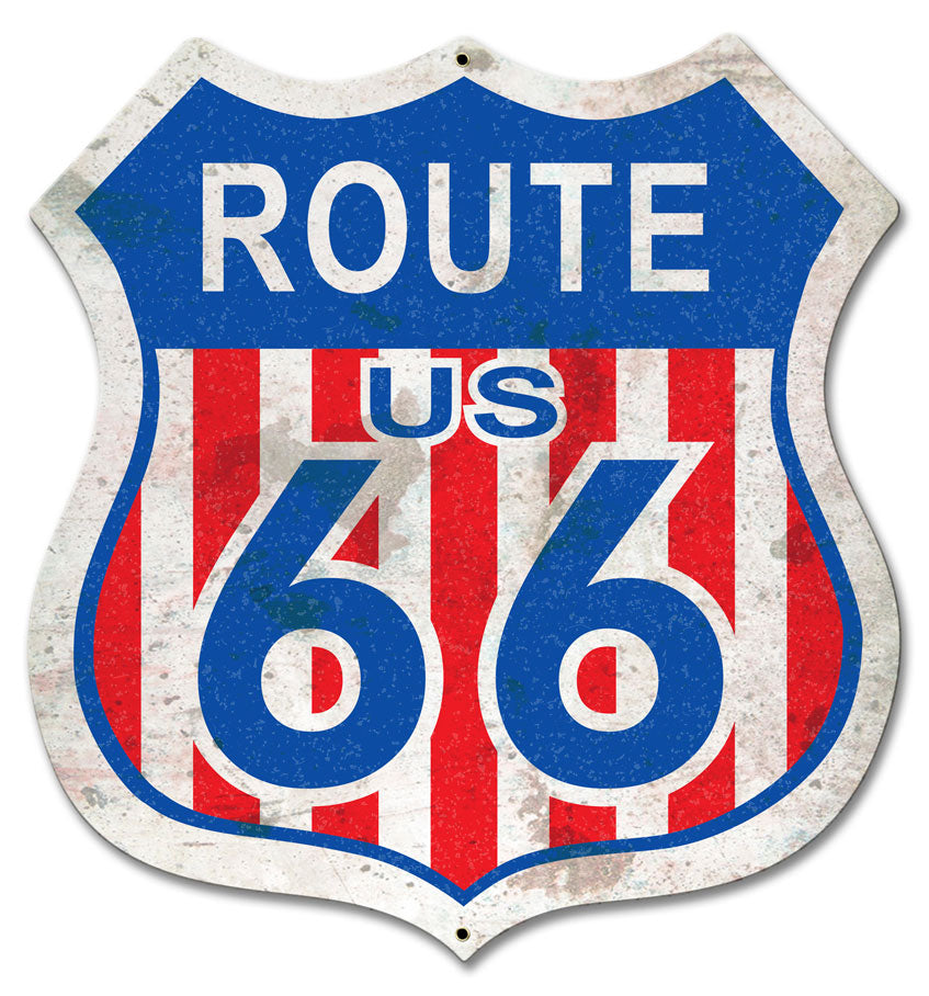 Route 66 Red White Blue Vintage Sign