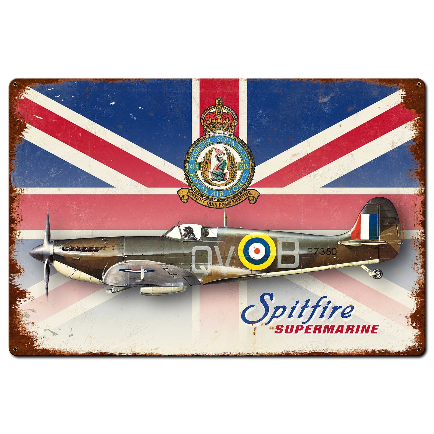 SPITFIRE UNION JACK Metal Sign 36in X 24in