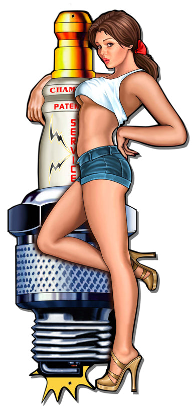 Spark Plug Girl Vintage Sign