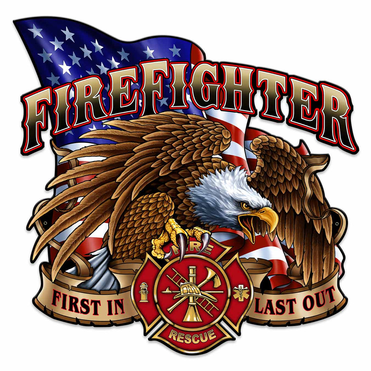 Fire Fighter Eagle Vintage Sign