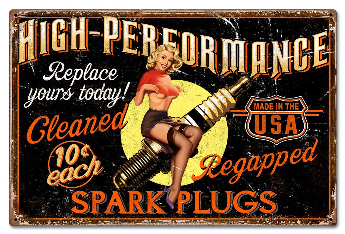 Girl Spark Plug Vintage Sign