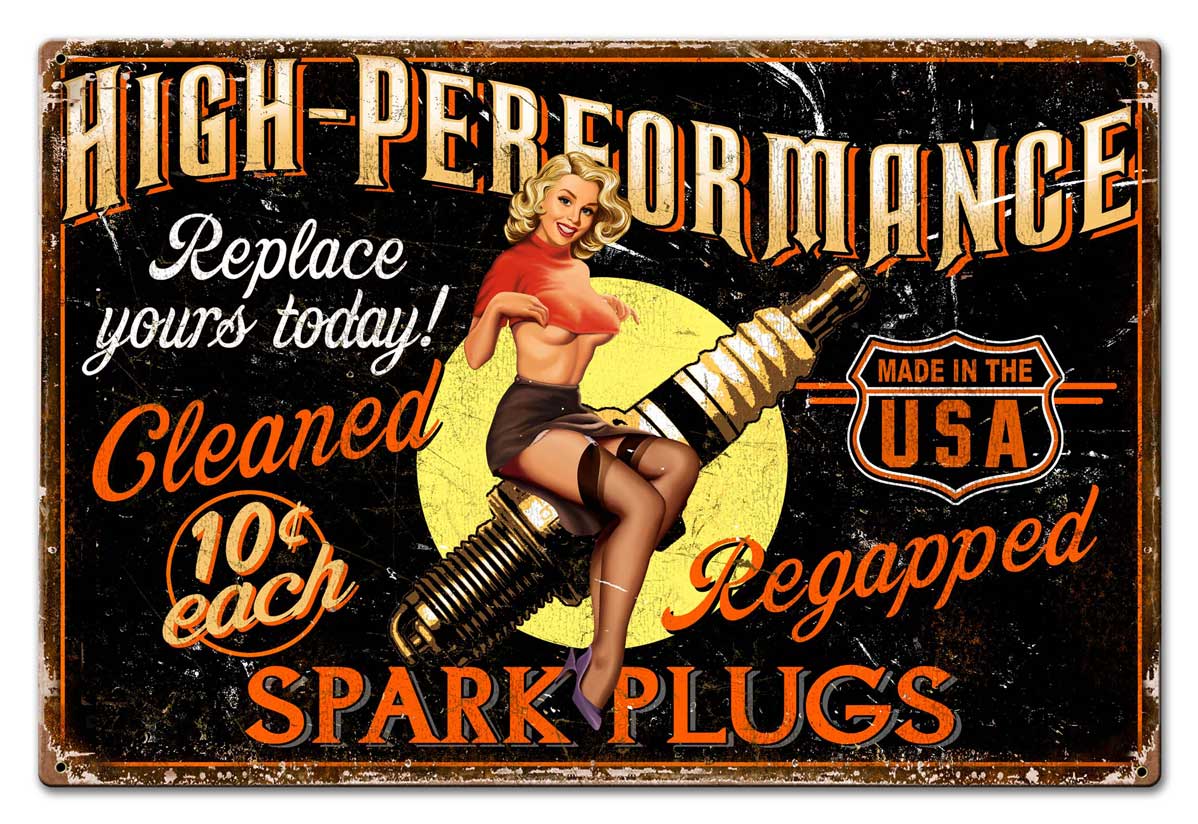Girl Spark Plug Vintage Sign