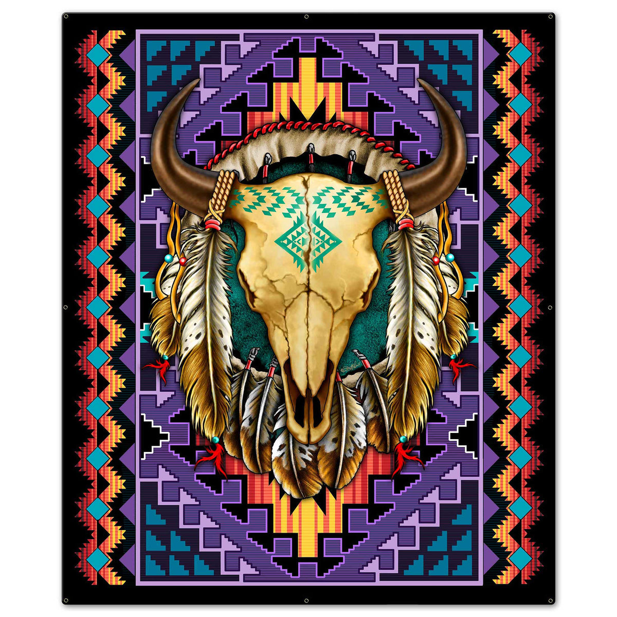 Buffalo Skull Blanket Look 30 x 36 Custom Shape