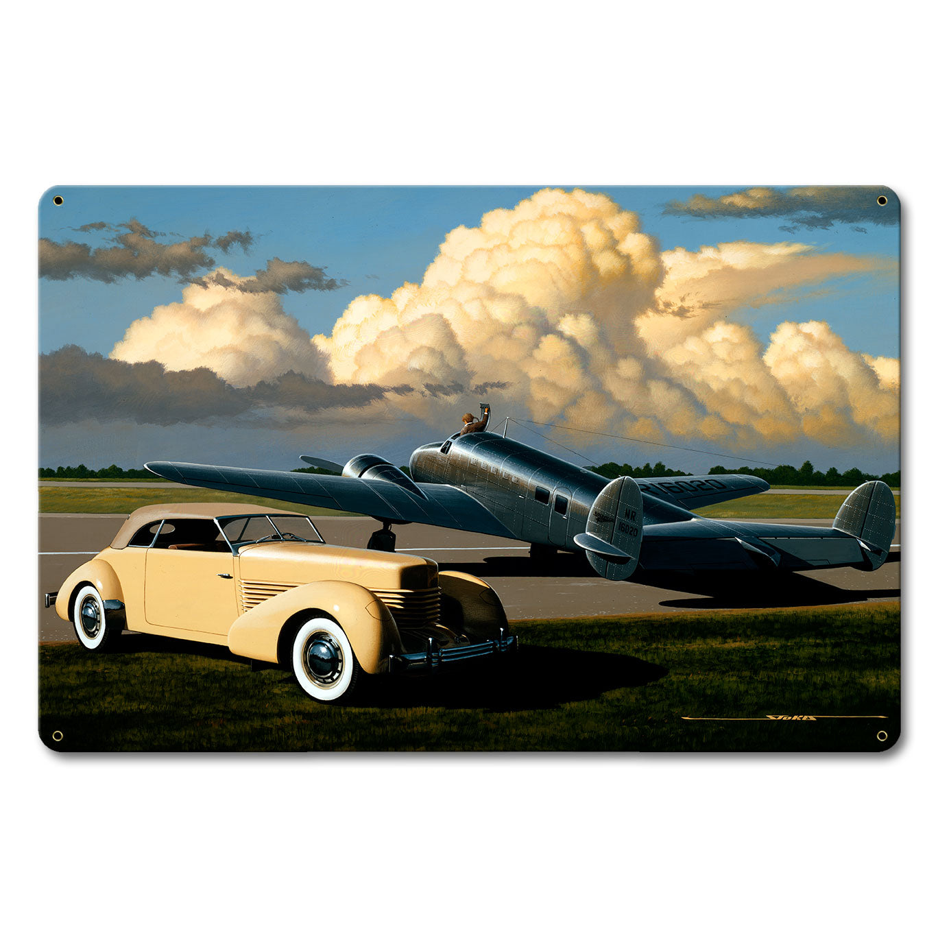 Cord and Plane 18 X 12 vintage metal sign