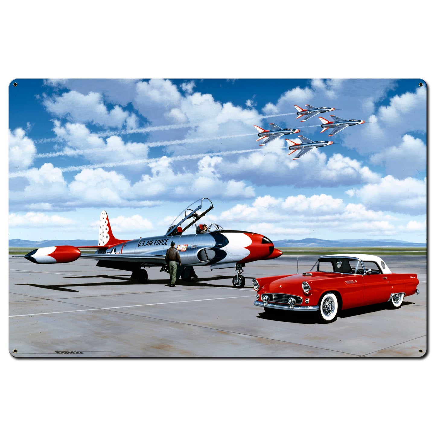 57 T-Bird And Thunderbirds 36 X 24 vintage metal sign