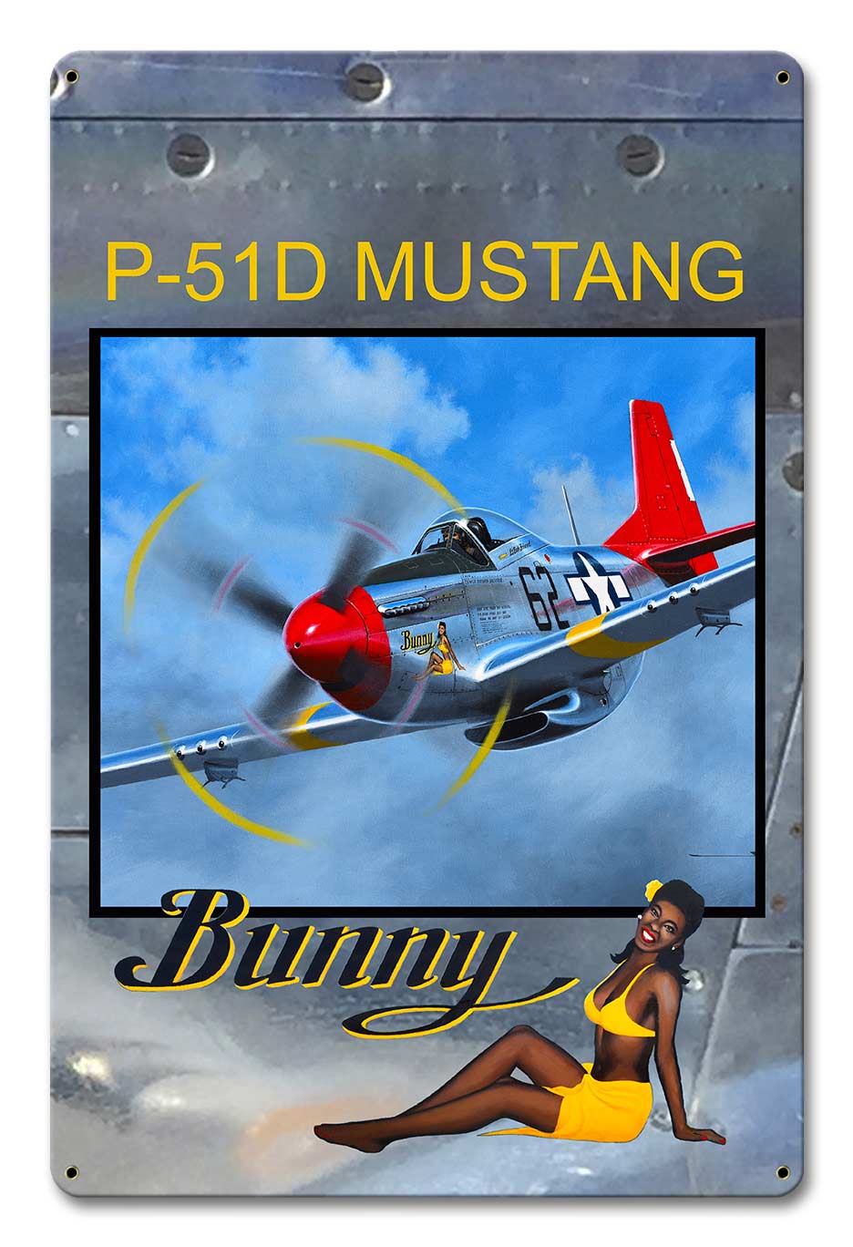 Bunny on P-51 Cowl 12 X 18 vintage metal sign