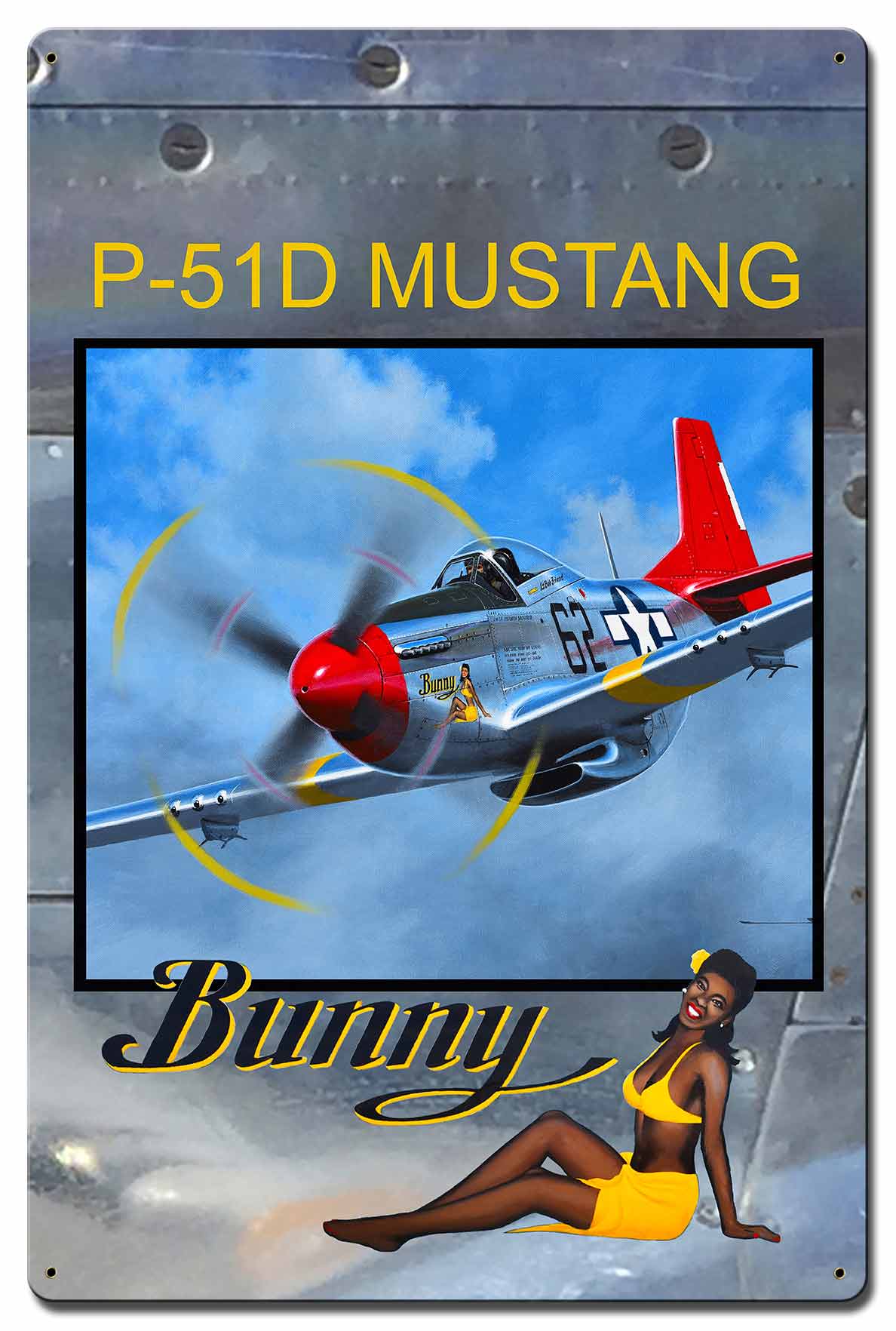 Bunny on P-51 Cowl 16 X 24 vintage metal sign