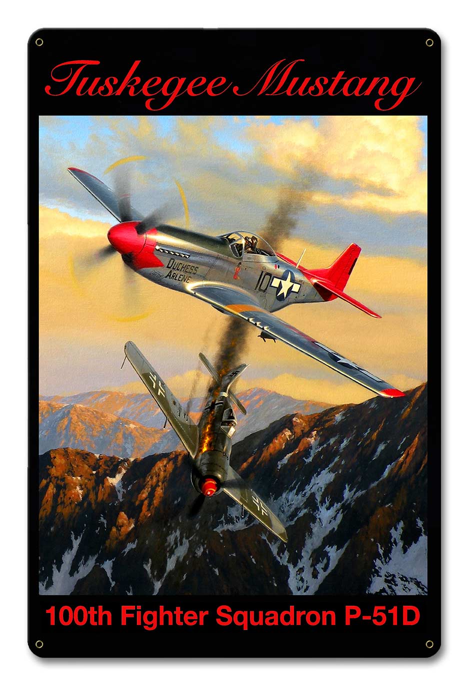 Tuskegee Mustang 100th P-51D 12 X 18 vintage metal sign