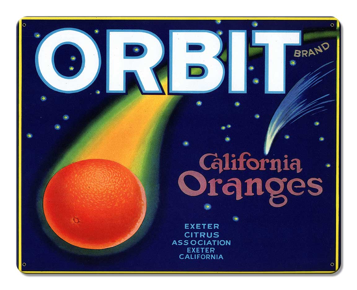 Orbit Oranges Vintage Metal Sign