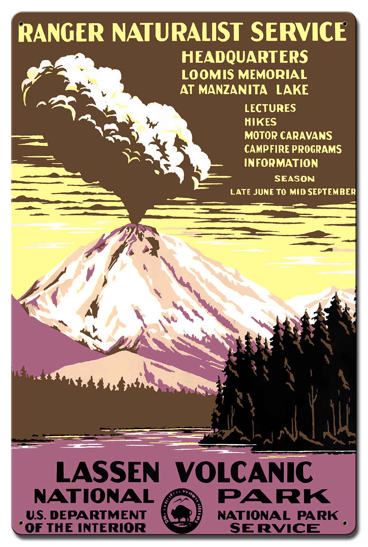 Lassen Volcanic Park 16 X 24 vintage metal sign
